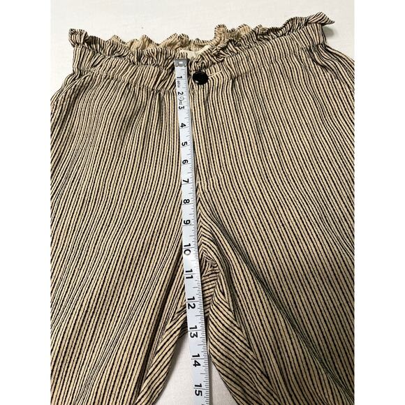 THE GREAT Linen Blend Paperbag Striped Straight Leg Pants Size 1 - Picture 6 of 8